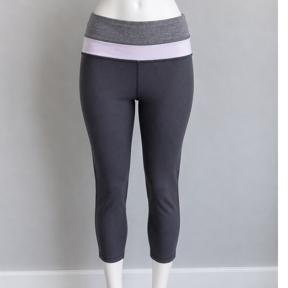 lululemon athletica Pants - Lululemon Womens Leggings Gray Pink Colorblock Cropped Yoga 2